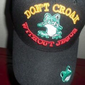 DON'T CROAK WITHOUT JESUS TRUCKER CAP! BLACK!